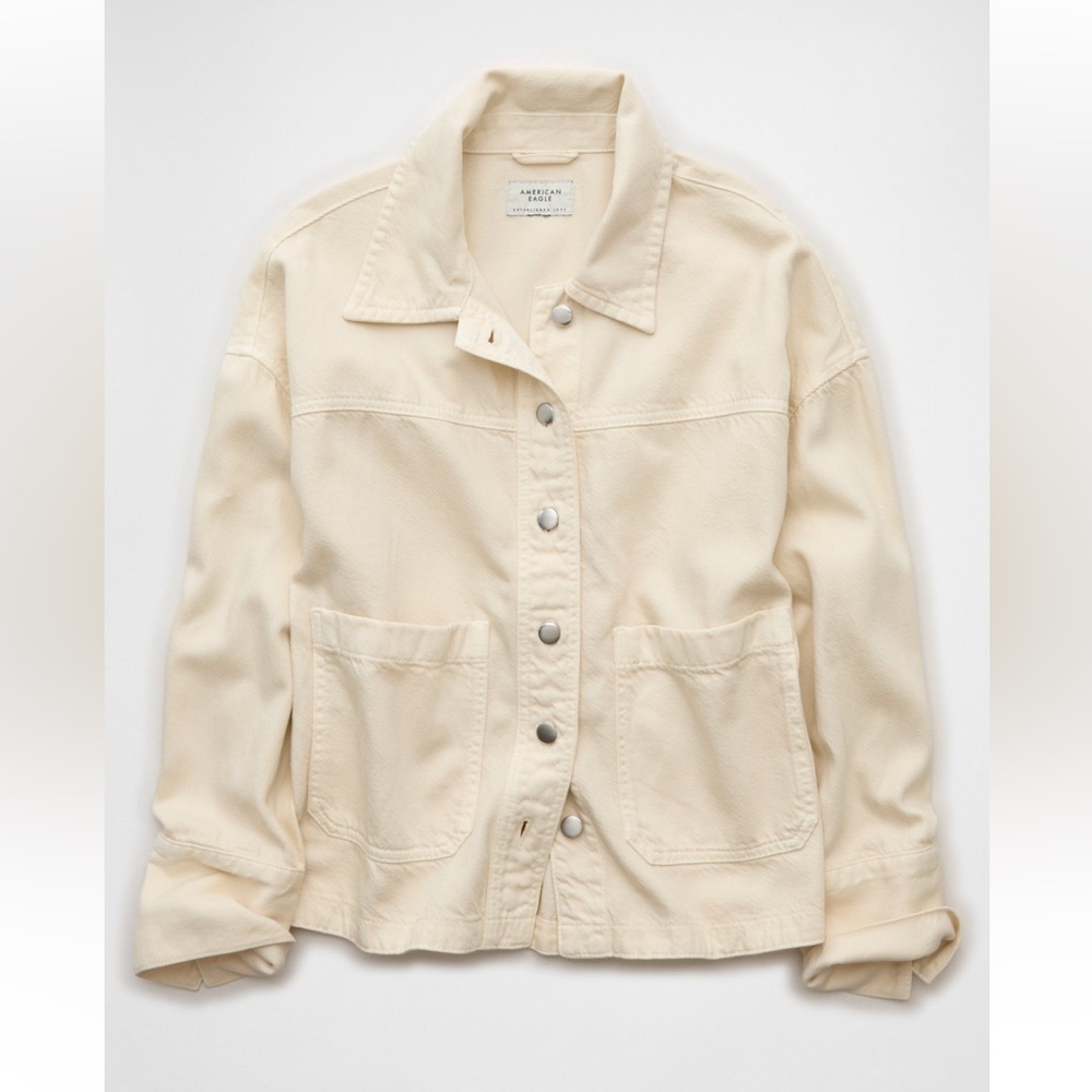 American Eagle Outfitters Cream Jean Jacket